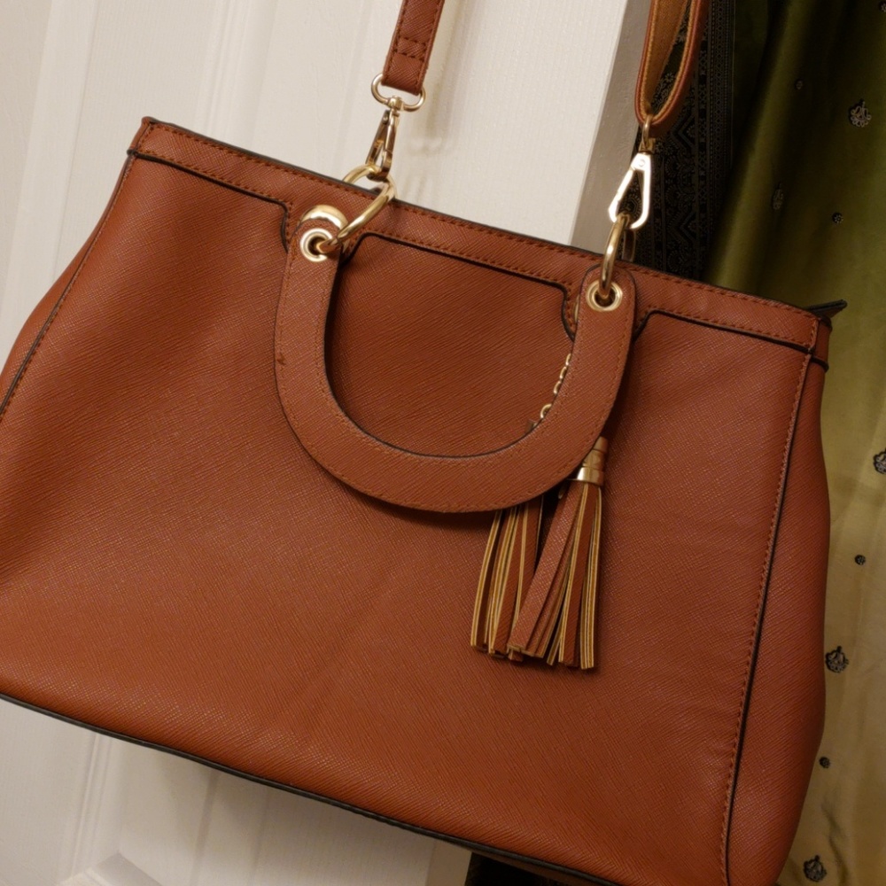 Faux leather satchel